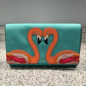 Kate Spade Flamingo Applique Cali Strut Your Stuff Clutch Crossbody